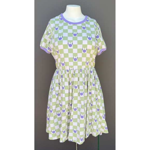 Disney Dresses & Skirts - Disney Her Universe Dress XL Green Purple Minnie Mouse Icon Checkerboard NWOT